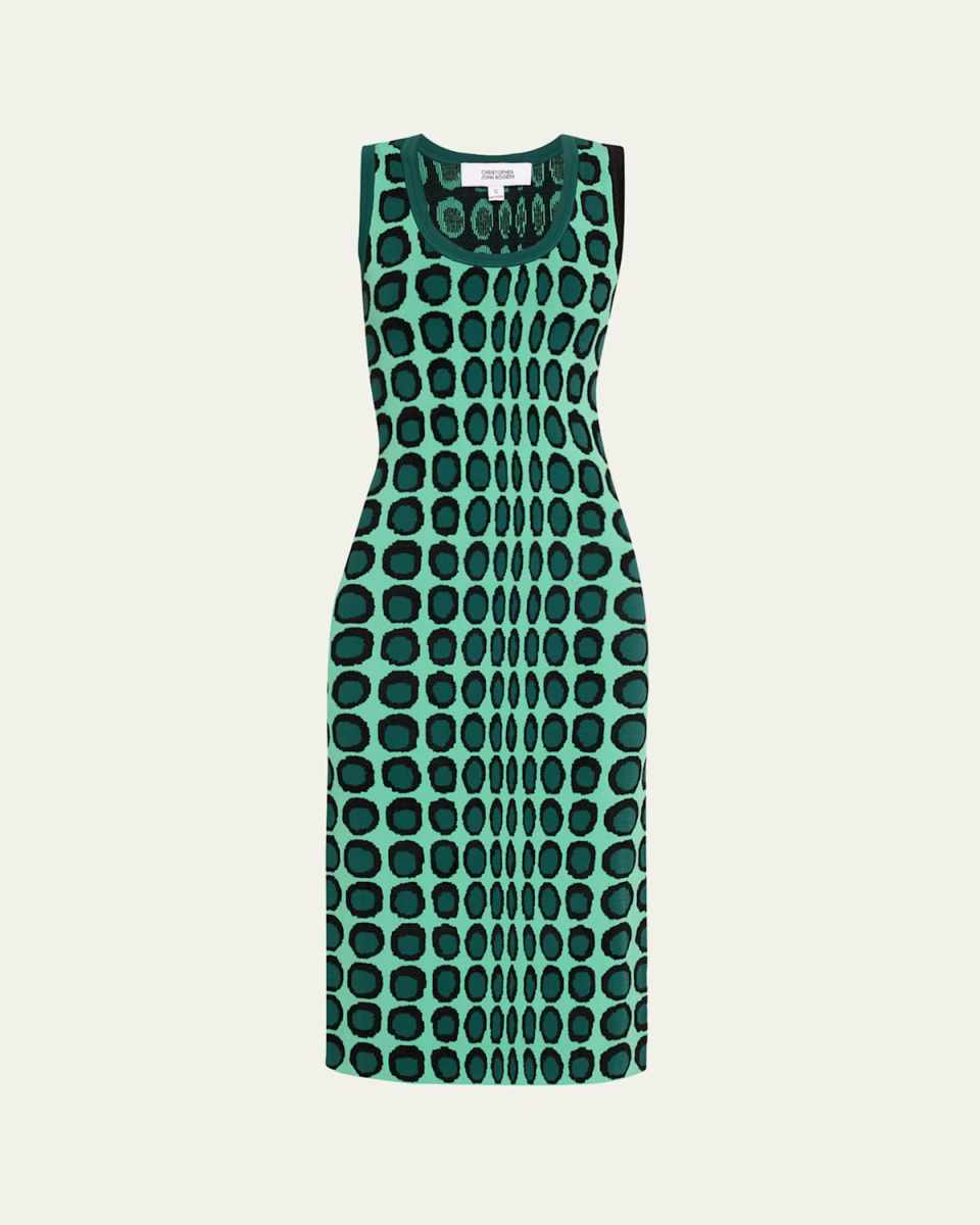 Wiggle Dot Jacquard Midi Tank Dress